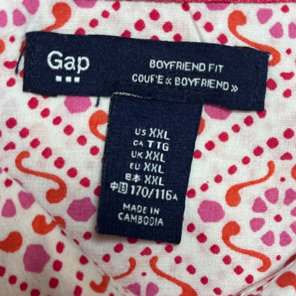 Gap Womens Boyfriend Fit Button Down Shirt Bundle XXL Navy Floral Pink Geometric - Picture 2 of 14